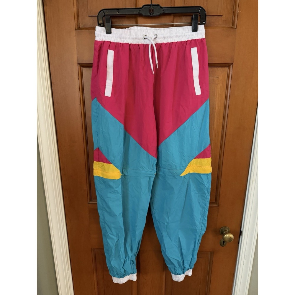 Men's Funny Guy Mugs 80s & 90s Retro Neon Windbreaker Pants Colorblock Medium